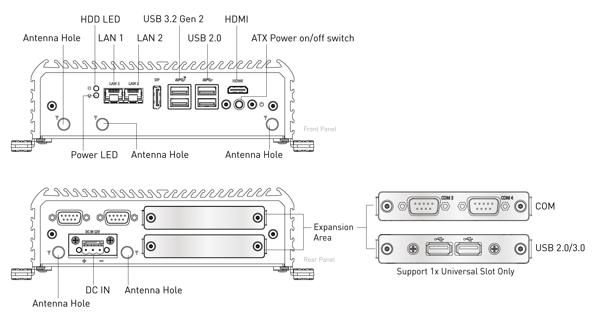 BCO-2000-RYZ-V1605B Fanless Mini Computer with AMD Ryzen™ Embedded R1000/V1000 Series, 
2x LAN, 4x USB - Image 10