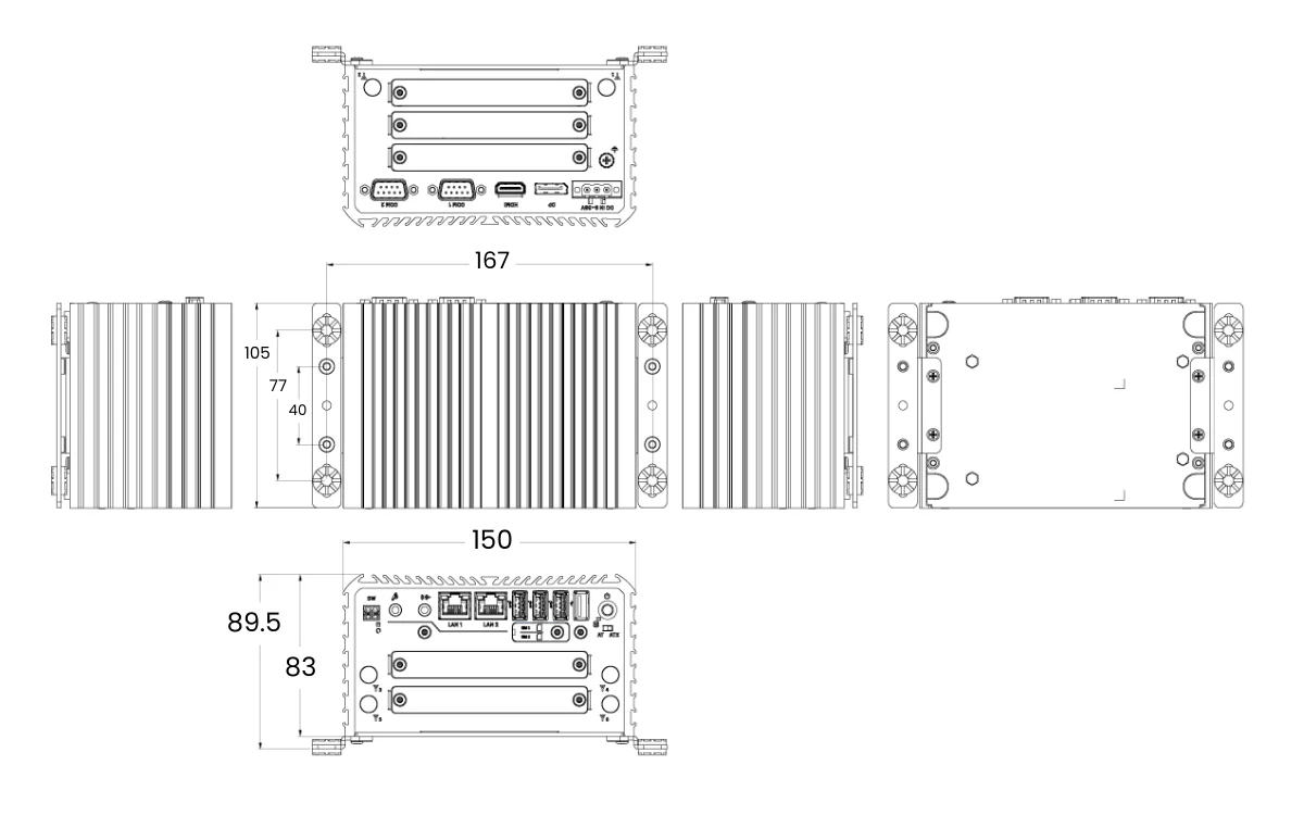 RCO-1000-ASL-30 Fanless Mini Computer with Intel® Atom® x7433RE/x7835RE Processors, 1x DP, 1x HDMI, 4x USB, 1x 2.5" SATA HDD Bay - Image 10