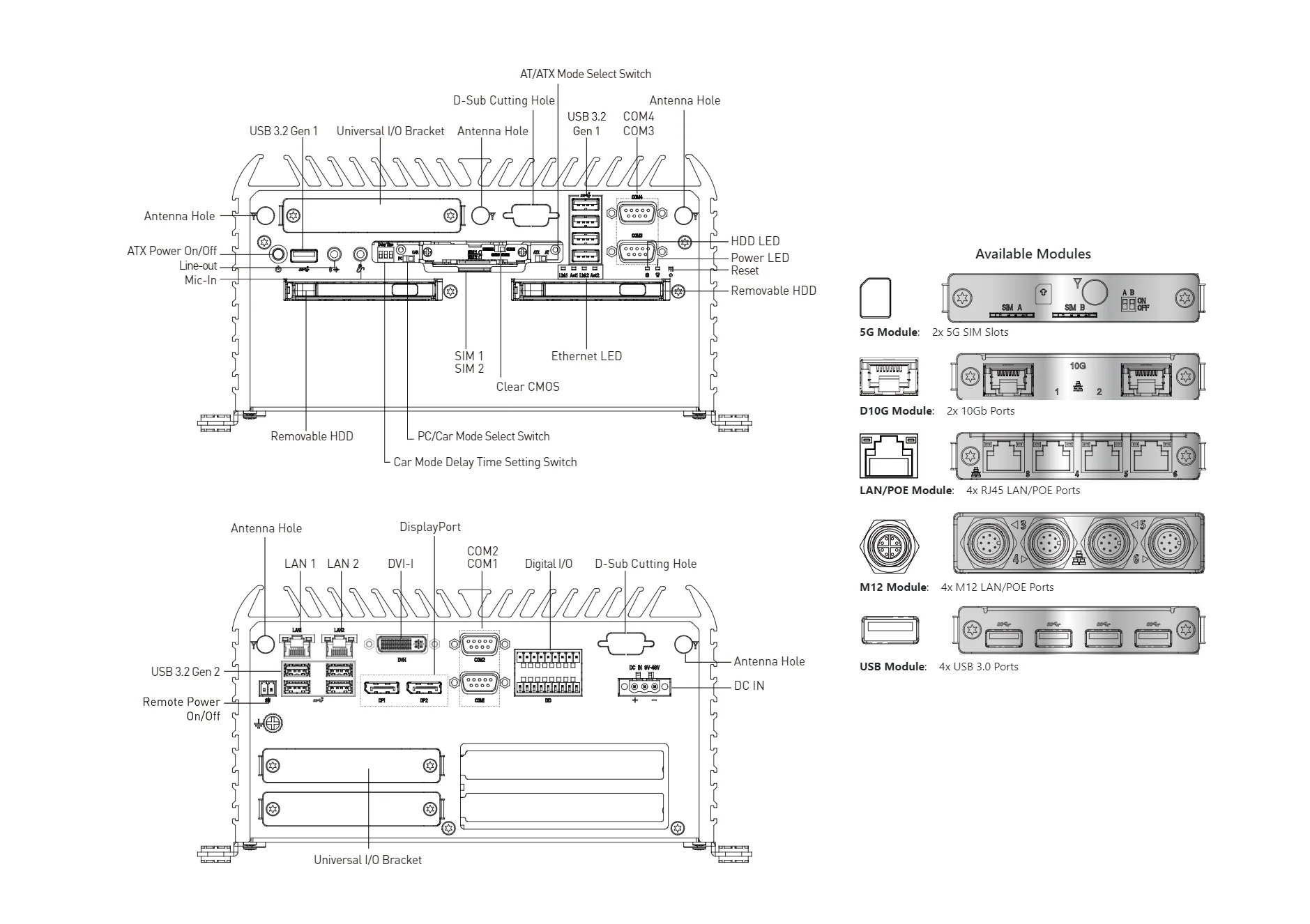 RCO-6000-CFL-2 Industrial Computer with 9th Gen Intel® Core™ CFL-R S Processor, 2x PCI/PCIe Expansion - Image 10