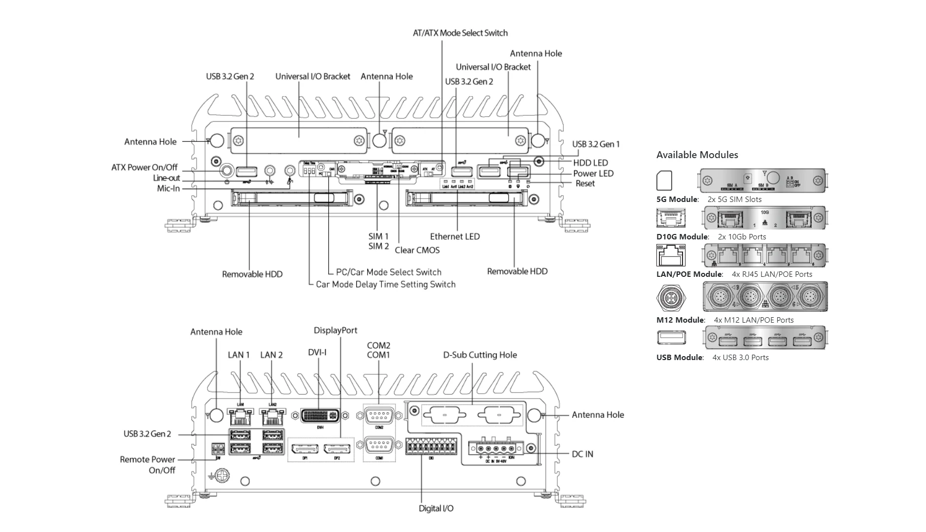 RCO-6000-CML Industrial Computer w/ LGA 1200 for Intel 10th Gen CPU & W480E PCH - Image 16